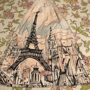 Elle Parisian city watercolor midi skirt